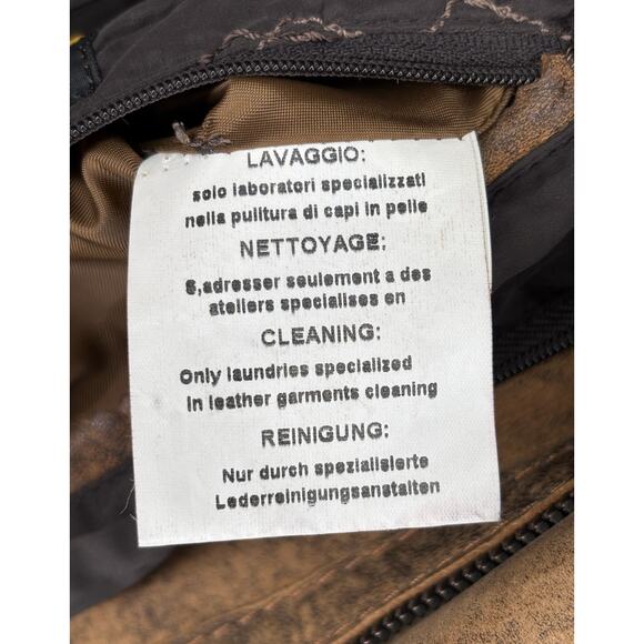 Gimo's Leather Italy Coat Size 44 Rustic Burnished Luxury Mens - Picture 16 of 16